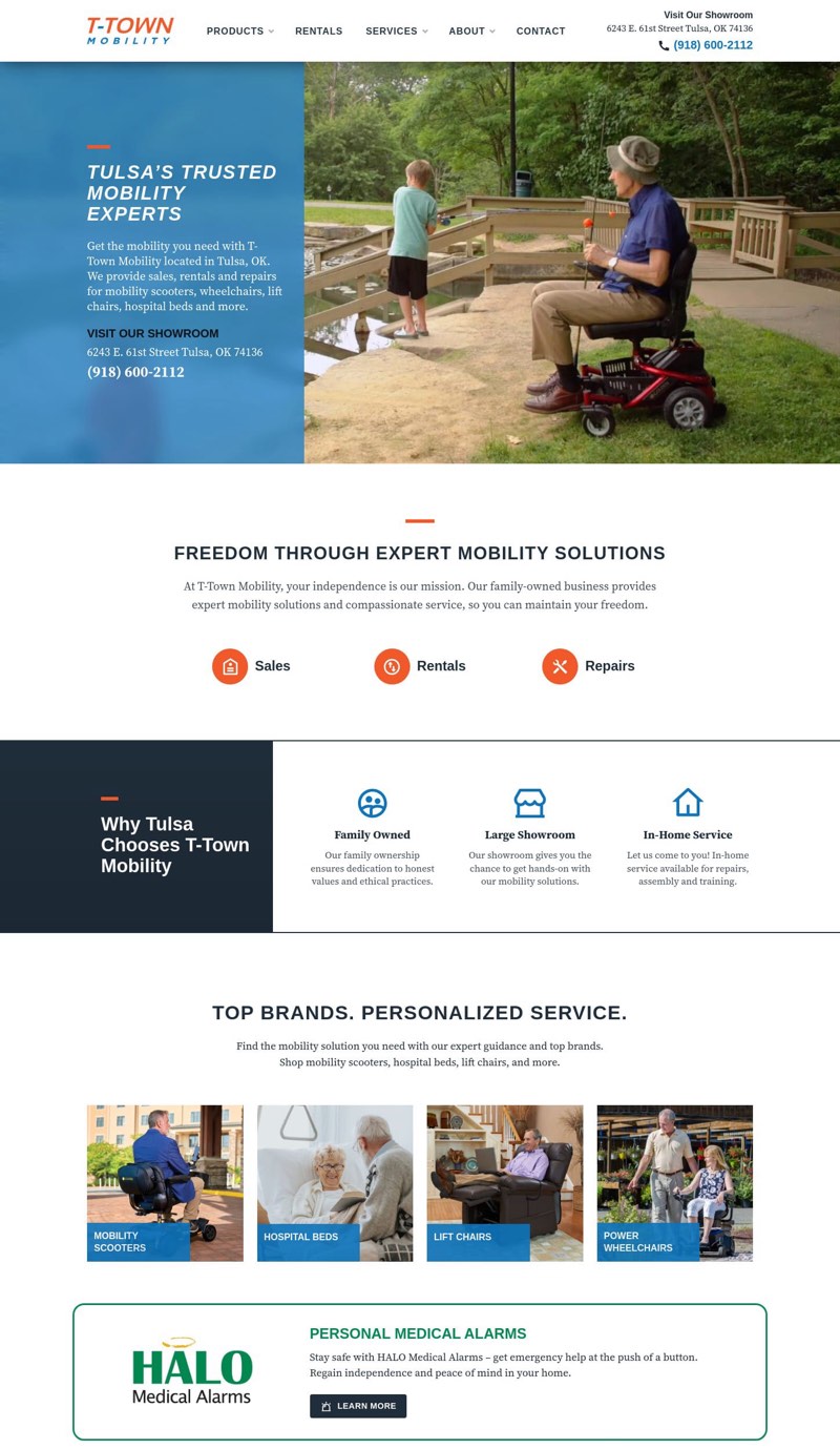 desktop screenshot of ttownmobility.com homepage layout