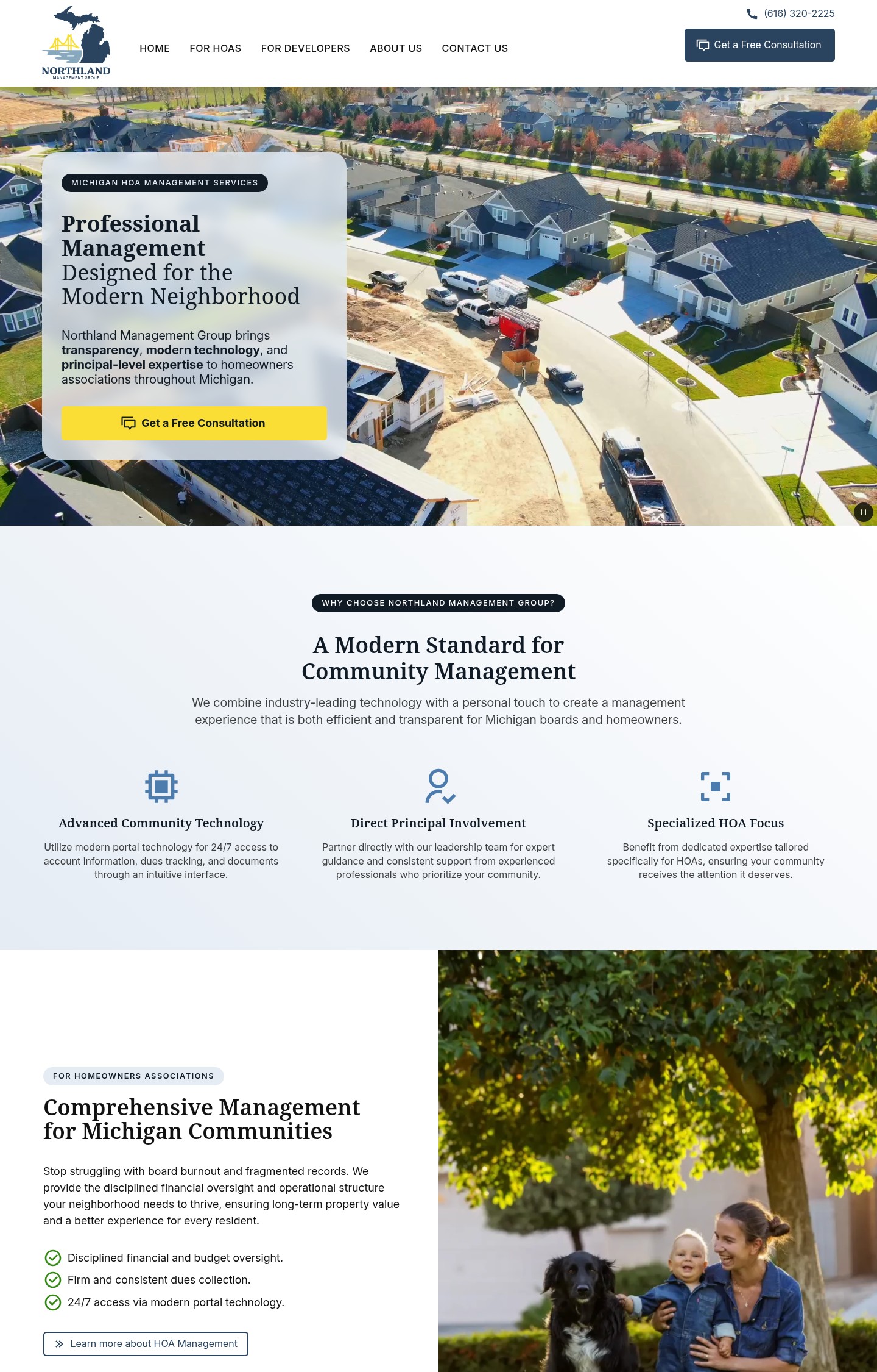 An aerial view of a newly developed, clean suburban neighborhood featuring gray modern houses and some ongoing construction, used as the background for a web page header.